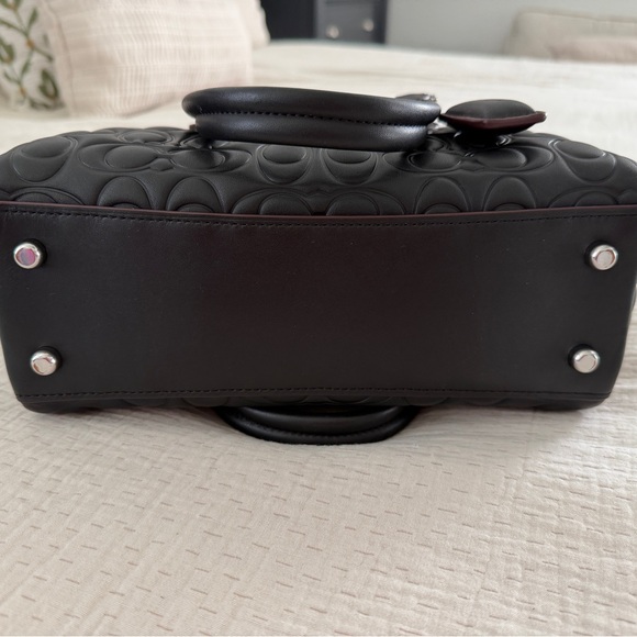 Coach Mini Darcie Carryall Black Embossed Satchel - Picture 6 of 8